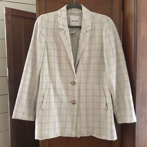 Super versatile linen blazer from Madewell in Ecru/blue - Size small
